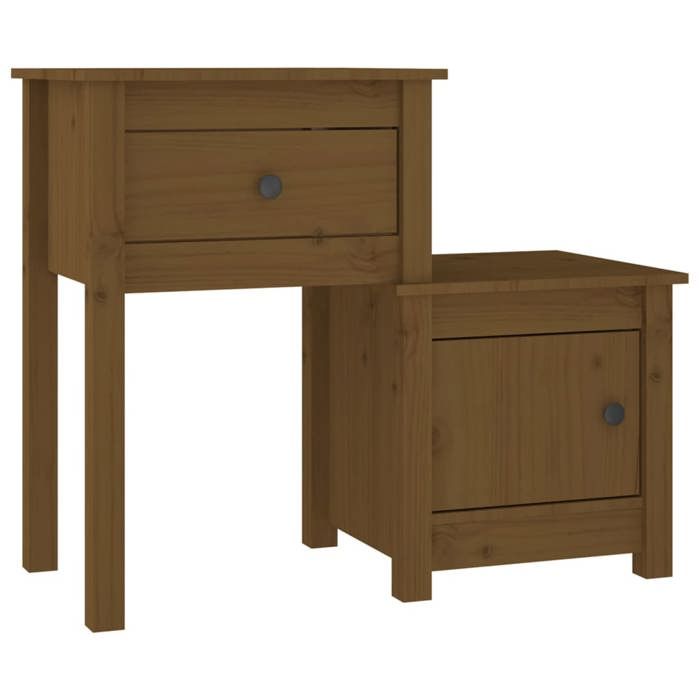 Bedside Table - Maison Exclusive - Solid Pine Wood - Honey Brown - 1 Drawer and Door 79.5x38x65.5 Cm