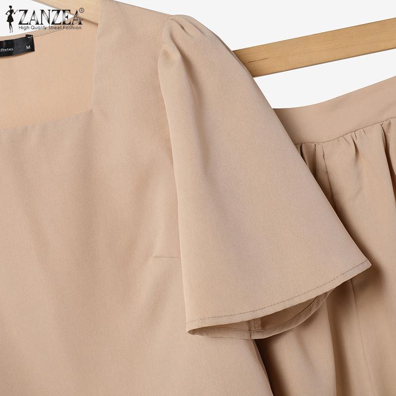 ZANZEA Women Short Sleeve Blouse and Wide Leg Pants Summer Two Piece Suit Sets