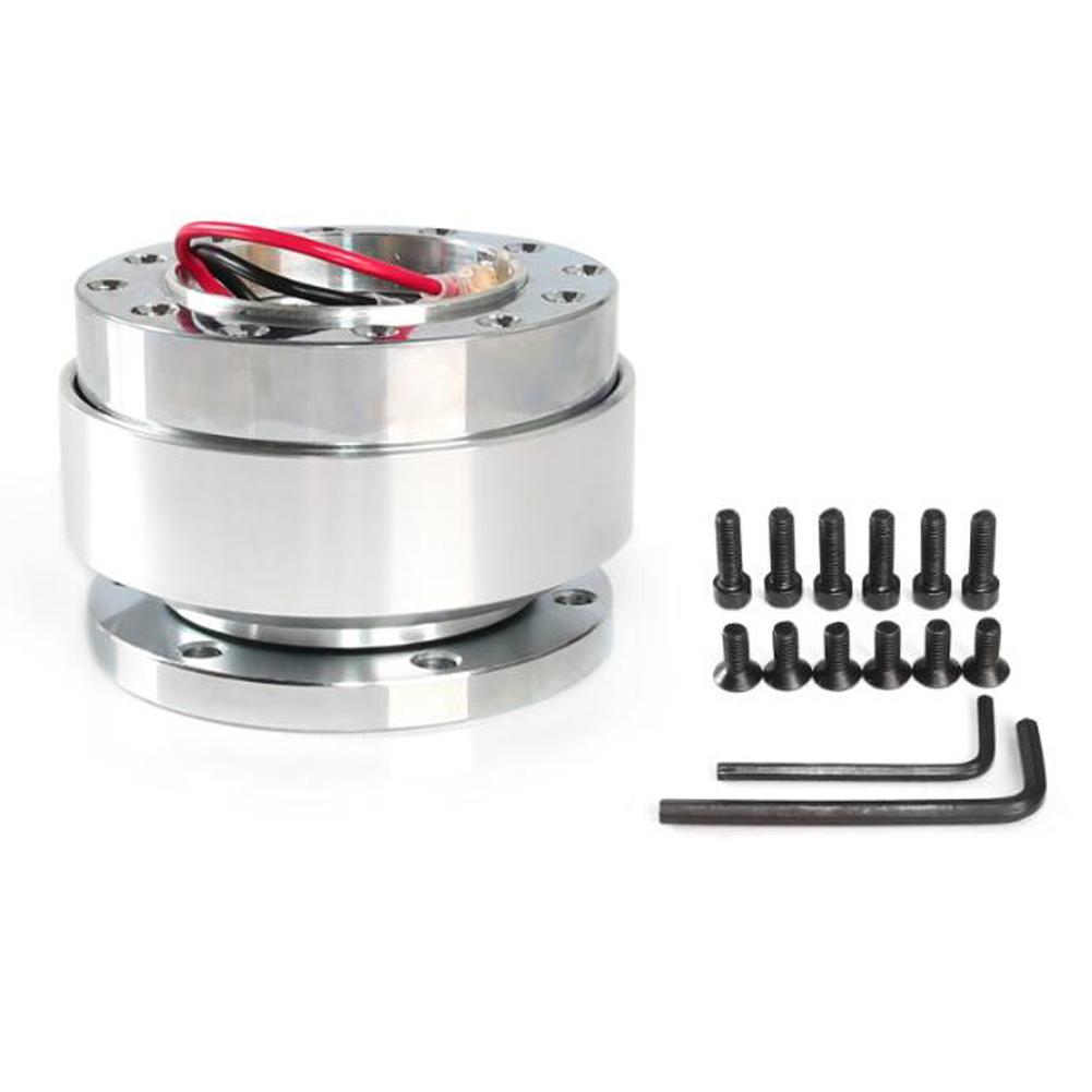 Stuurwiel Quick Release Hub Adapter Aluminiumlegering Snap Off Boss Kit met Schroefbouten Auto Auto zilver