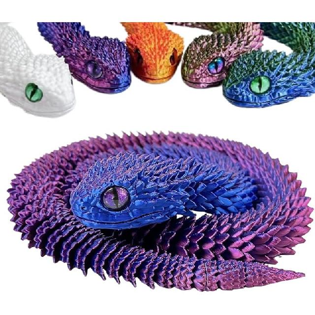 3D Printed Animals-venomous snake,60.96 CM Surprise Mysterious Snake Stress Relief Toy Creative Toy 3D Printed Articulated Snake Collectible Home