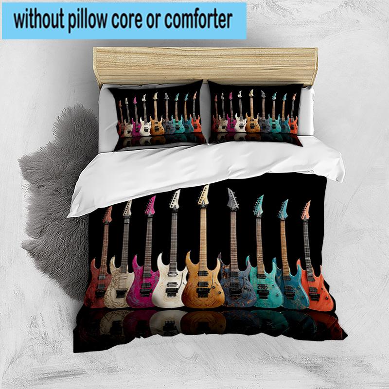 Guitar Collection Diversity 3pcs Bedding,Including 1pc Duvet Cover And 2pcs Pillowcases Perfect for Christmas,Ideal for Bedroom, Dormitory
