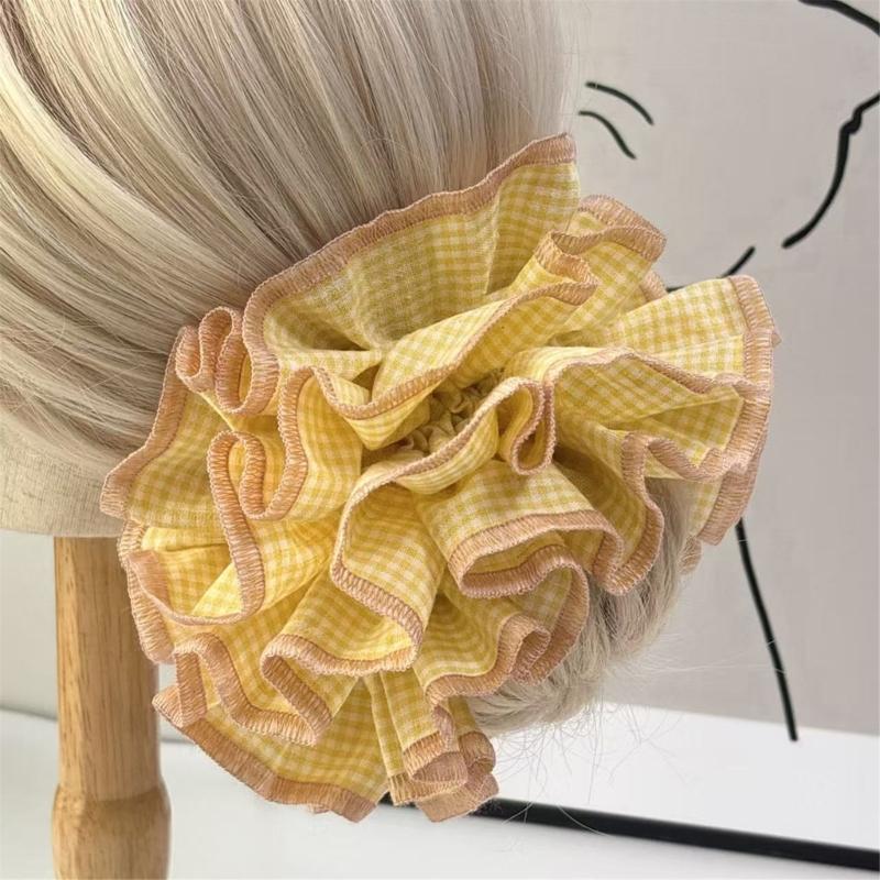 Checkered Pattern Hair Band Women Elastic Hair Tie Elegant Durability Hairband for Everyday Wear