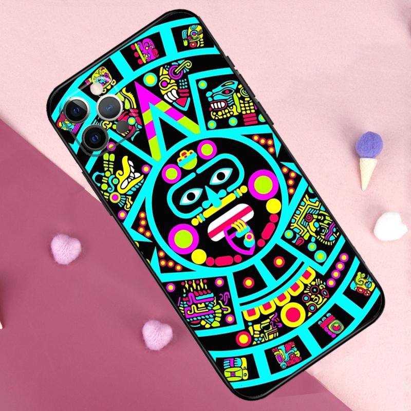 Aztec Calendar Mayan Native Stone Phone Case For iPhone 17 Pro Max 14 15 16 Plus 11 Pro Max 12 13 Mini 16e 17 Air Back Cover