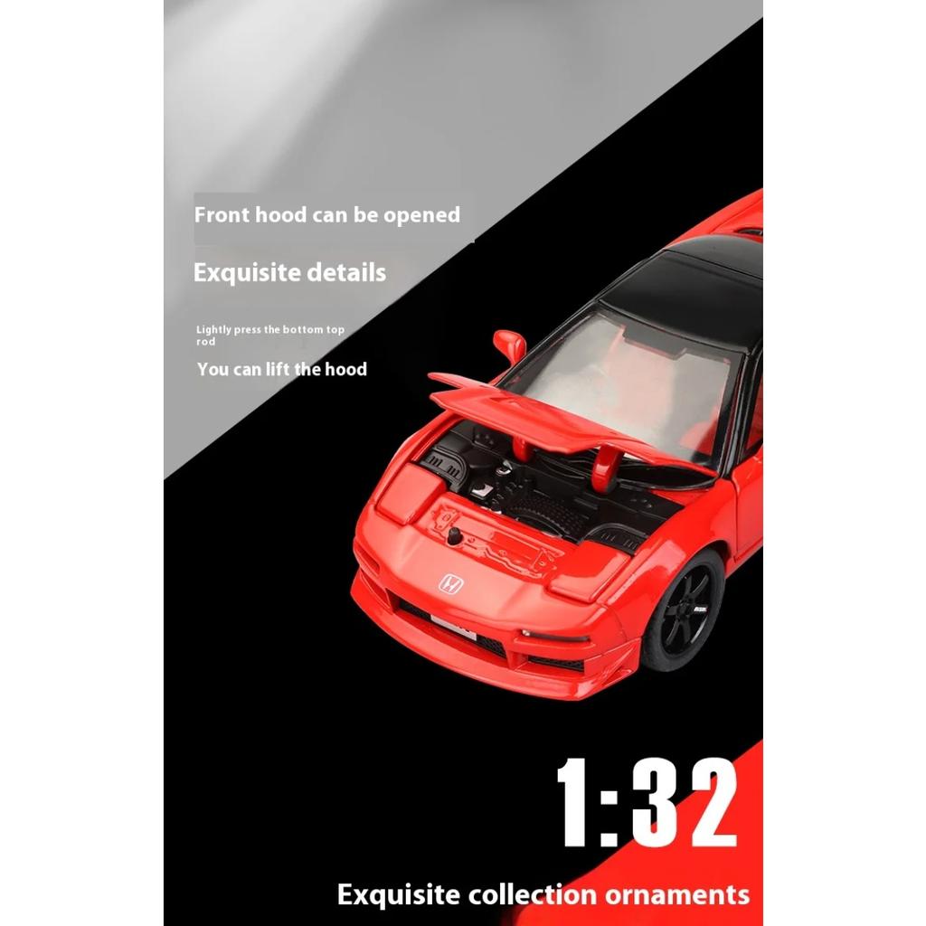 1/32 Alloy Die Cast Honda Acura NSX NA1 Sports Car Model Simulation Sound and Light Belt Base Collection Ornament Gift
