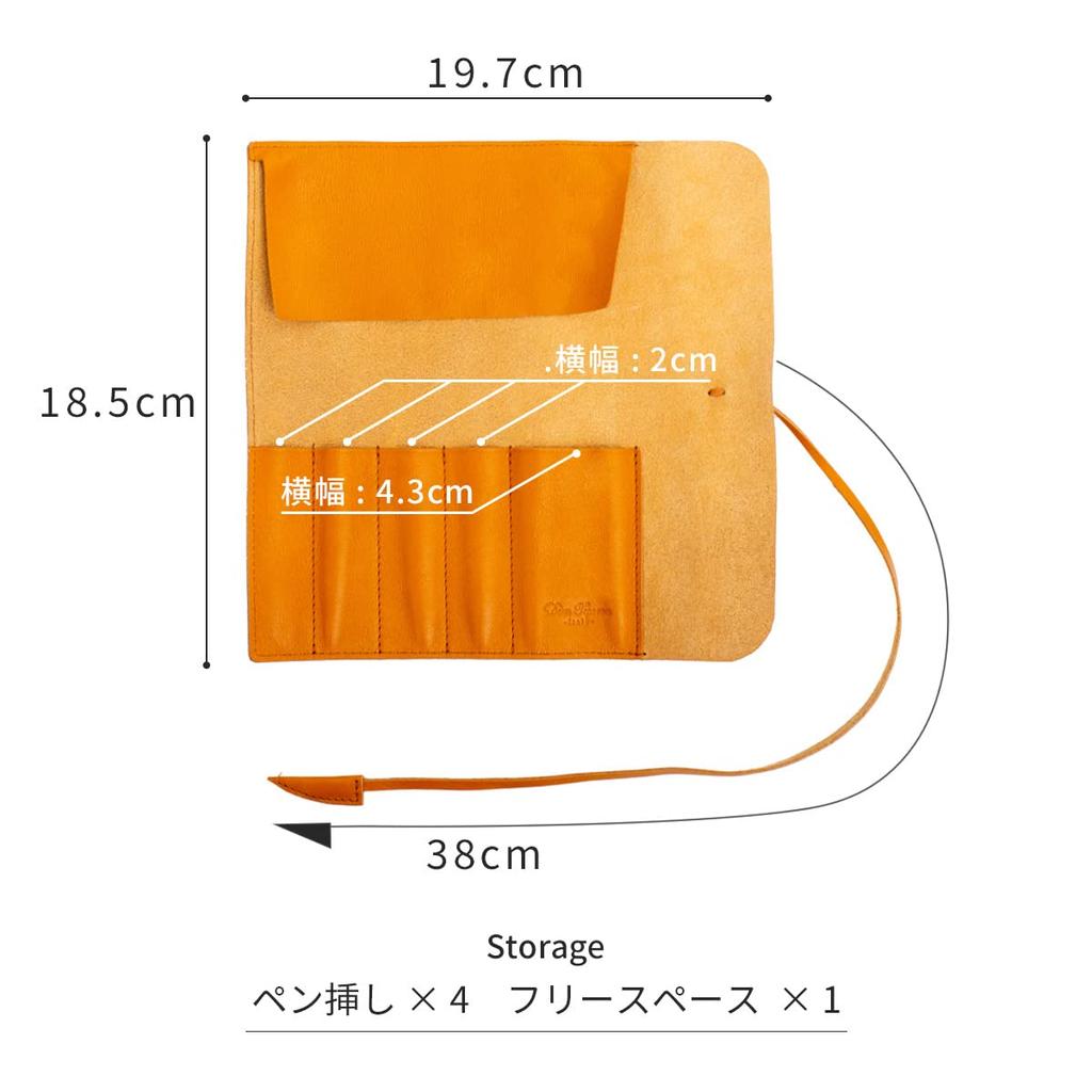 [DomTeporna Italy] Pencil Case, Genuine Leather, Roll Pencil Case, Italian Leather, Men's, Women's, Stylish, Pencil Case, Stationery, Brown