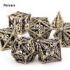 7 Pcs Copper Hand Skull Head Metal Dice Hollow Metal Polyhedral Dice Set Suitable for Role-Playing RPG  Board Game Card Game