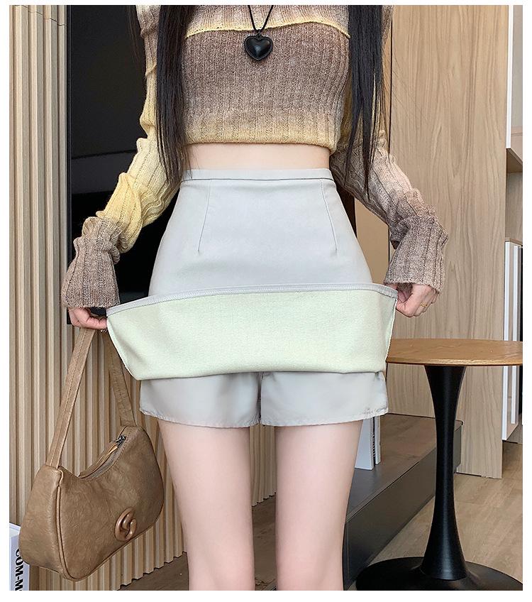 Women's Matte PU Leather Mini Skirt, High Waist A-Line, Slim Fit, Anti-Exposure, Autumn/Winter 2026 Style