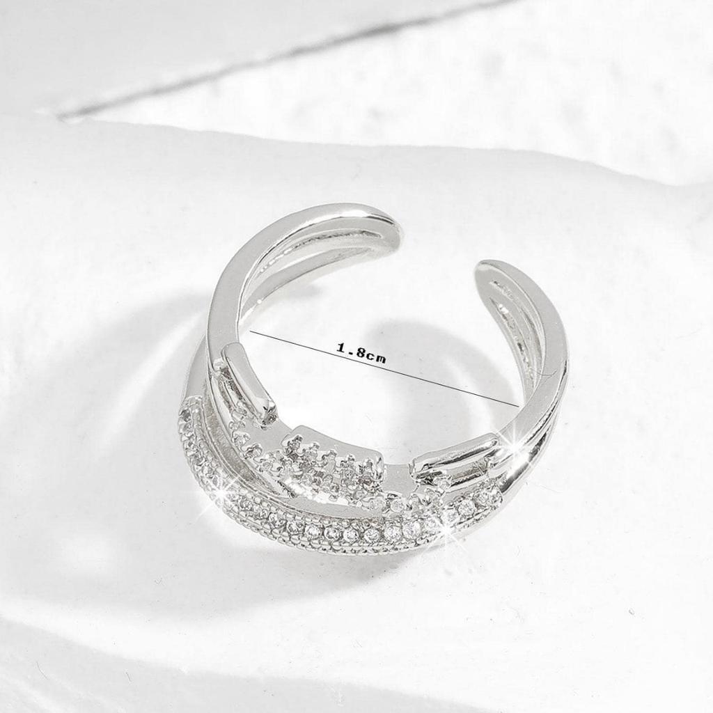 Kleiner frischer und süßer japanischer und koreanischer Stil voller Diamanten Kreuzring Damen Öffnung Nischendesign mehrlagig eingelegter Zirkon vielseitiger Ring