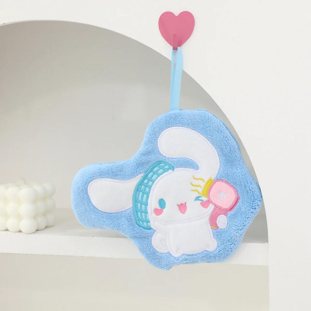 Hello Kitty Towel Kitchen Bathroom Kawaii Cinnamoroll Coral Velvet Hanging Kitchen Children'S Absorbent Hand Towel Square Towel