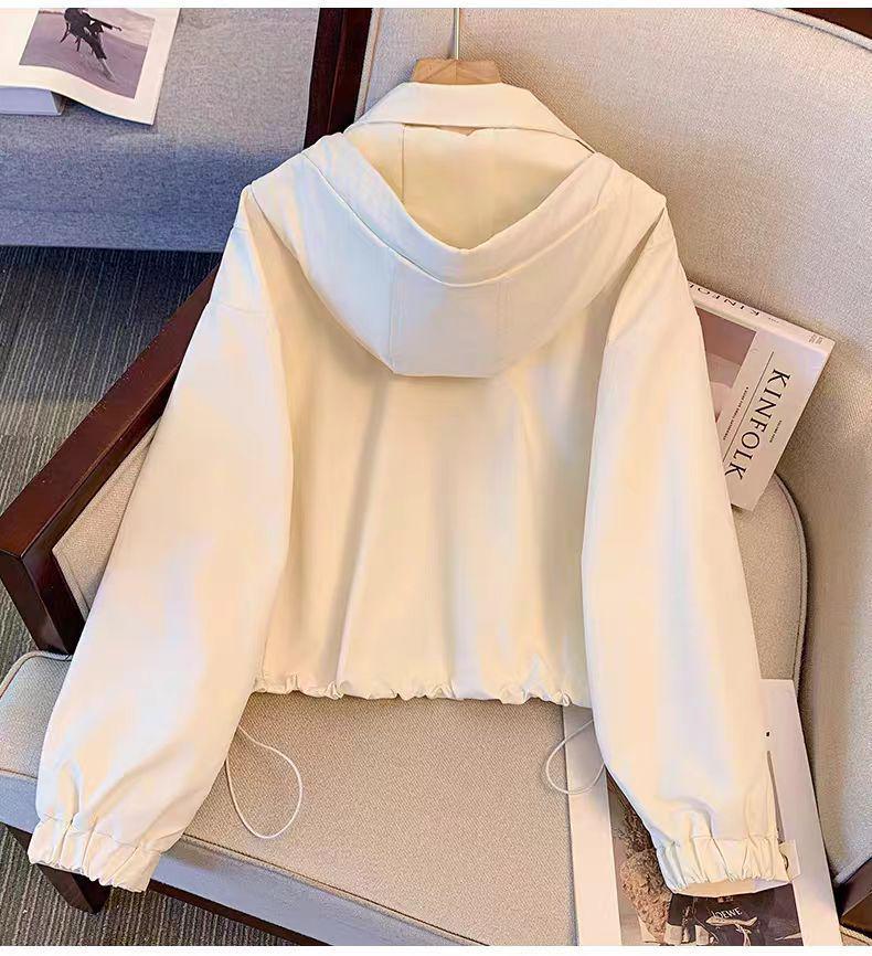 Petite Loose Hooded Windbreaker Jacket for Spring/Autumn 2025