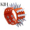 Punk Men Women Faux Leather Multiple Spikes Bracelet Bangle Jewelry Wrist Decor