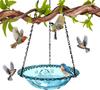 Solar Waterfall Hanging Bird Bath Fountain, Outdoor Bird Bath with Solar Pump and Glass Bowl