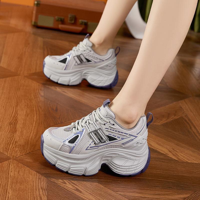 European Station Internet Celebrity Dad Shoes Women 2025 Summer New Korean Version of Fashion Mesh Versatile Thick Sole Heightening Women's Shoes