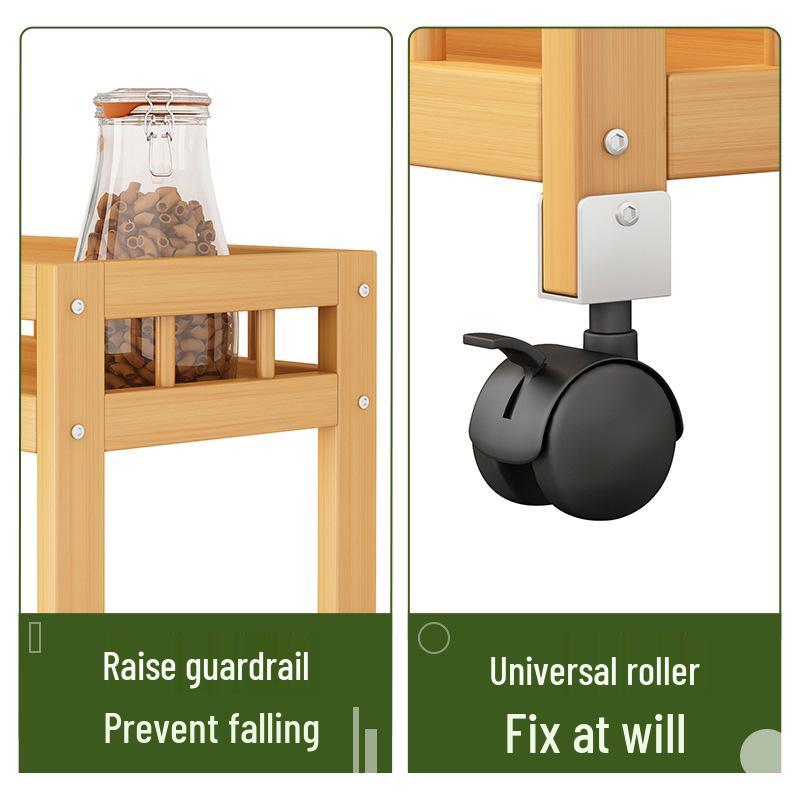 Movable Narrow Kitchen Storage Rack: Multi-Layer, Floor-Standing, Multi-Functional Organizer for Seasonings and Daily Essentials