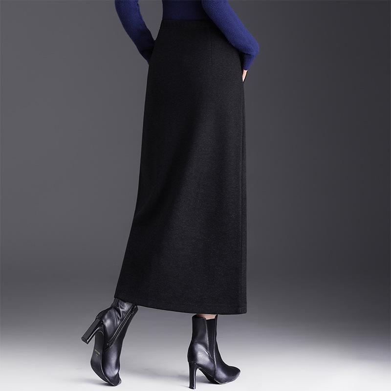 2025 Autumn/Winter Fashionable Women's Thick Wool Bodycon Midi Skirt