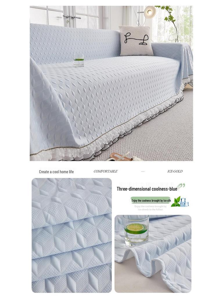 2025 3D Cooling Ice Silk Sofa Cover: All-in-One Summer Blanket & Cushion