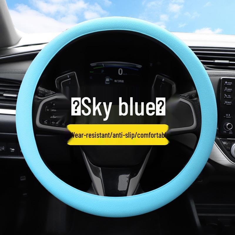 Ultra-thin Silicone Anti-slip Steering Wheel Cover - Round D-shape, Leather Texture, All-Season