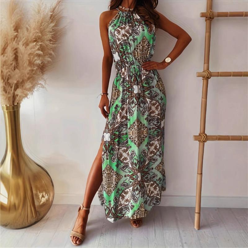 Damen Sommerkleid mit Neckholder-Taille und Schlitz