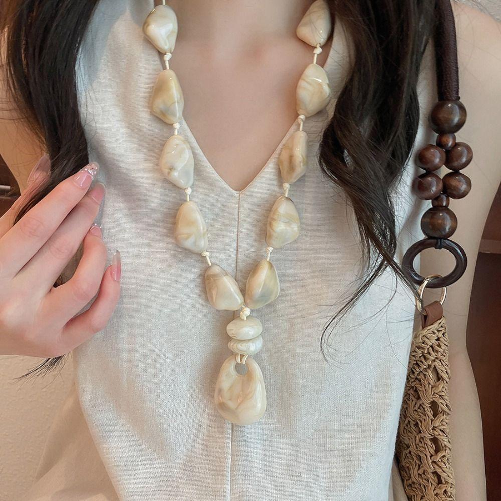 Geometric Acrylic Necklace Oval Sweater Chain Vintage Geometric Necklace Vintage Style