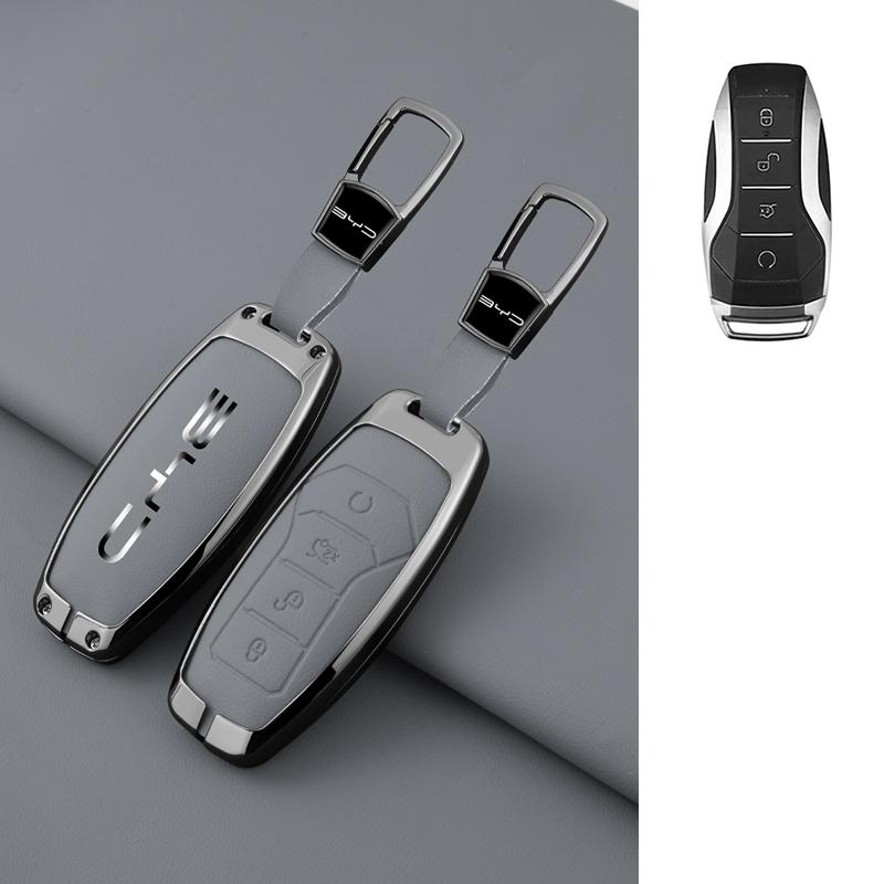 Car Key Case Cover Shell Fob for BYD Atto 3 Han EV Dolphin Lied Tang Dm Qin PLUS Song Pro MAX Yuan Zinc Alloy Protector Keychain