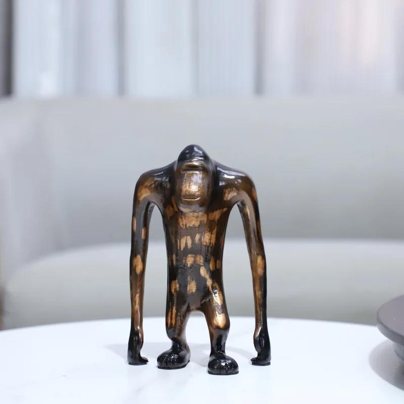Europäische Abstrakte Harz-Langarm-Gorilla-Tier-Skulptur Ornament für Wohnzimmer Schlafzimmer Lustiges Tier Gorilla Handwerk Heimdekoration
