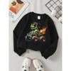 European sizes Dinosaur Monster Truck Fire Bandana Glasses Girls' Crewneck Sweatshirt, Autumn Winter Western Top, Long Sleeved Casual.