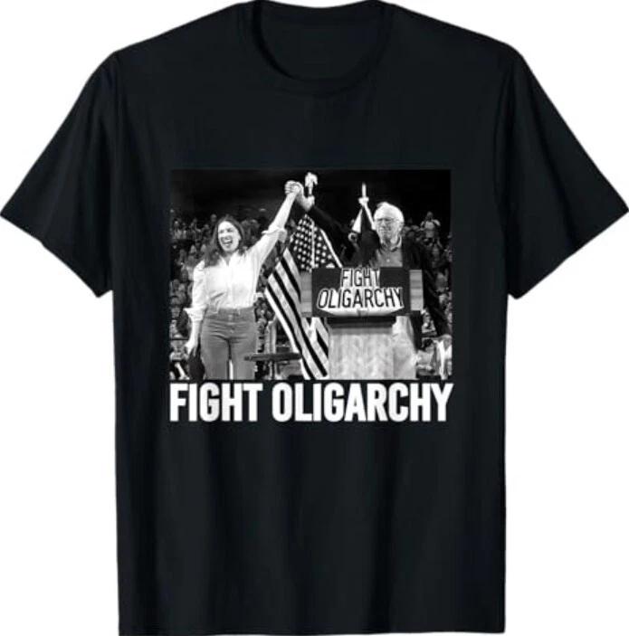 Fight Oligarchy Bernie Sanders And AOC Freedom US Anti Trump T-Shirt L