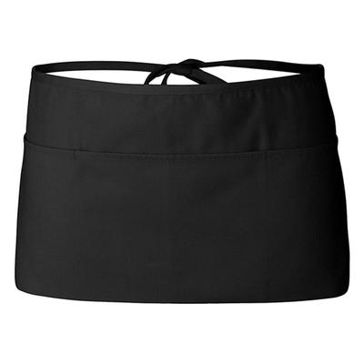 Delantal de trabajo clásico negro con cinturón y bolsillo grande para negocios, catering, cafeterías, talleres de manualidades, uniformes, medio delantal