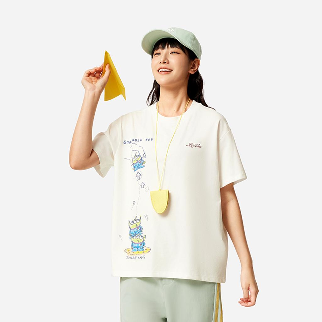 Li Ning X Disney Toy Story Series Graphic American Vintage Casual Fashion Comfortable Breathable Round Neck Short Sleeve T-Shirt AHSV692-1
