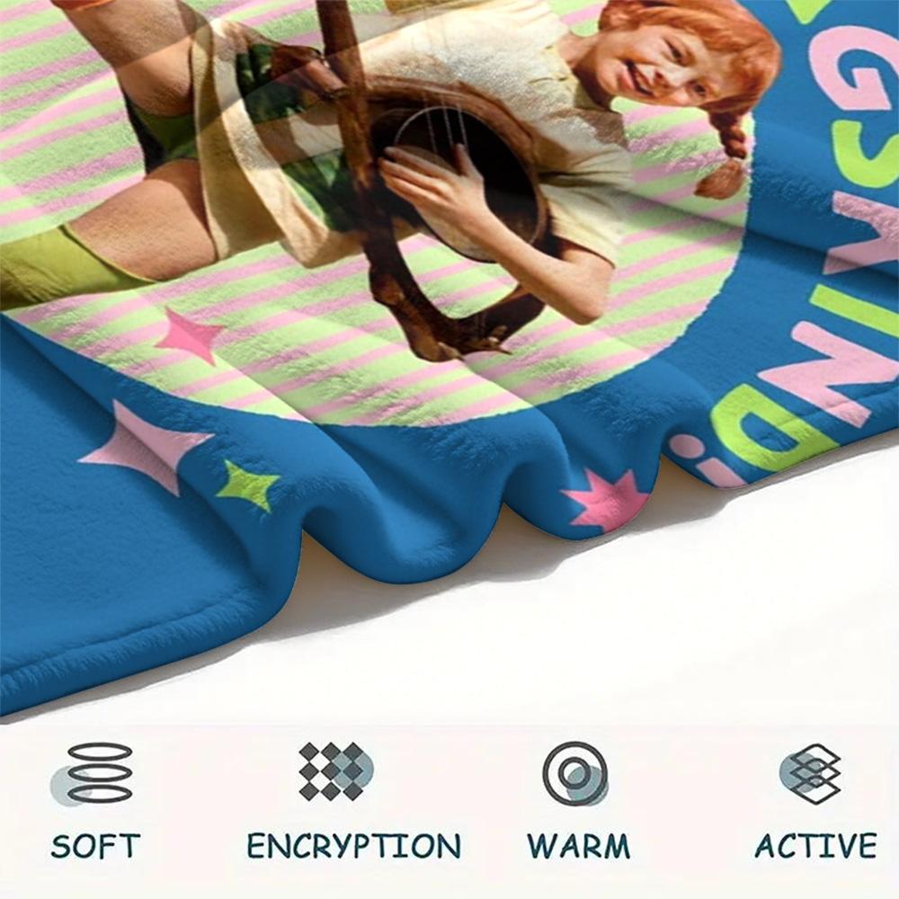 1PC Pippi Longstocking Patterned Flannel Blanket Suitable For All Seasons for Home Decor Warmth and Comfort Gifts Holiday Present