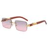 Gafas de Sol Cuadradas Vintage Sin Montura Mujer Hombre Lujo Populares Viaje Conducir Metal Cabeza de Leopardo Gafas de Sol UV400