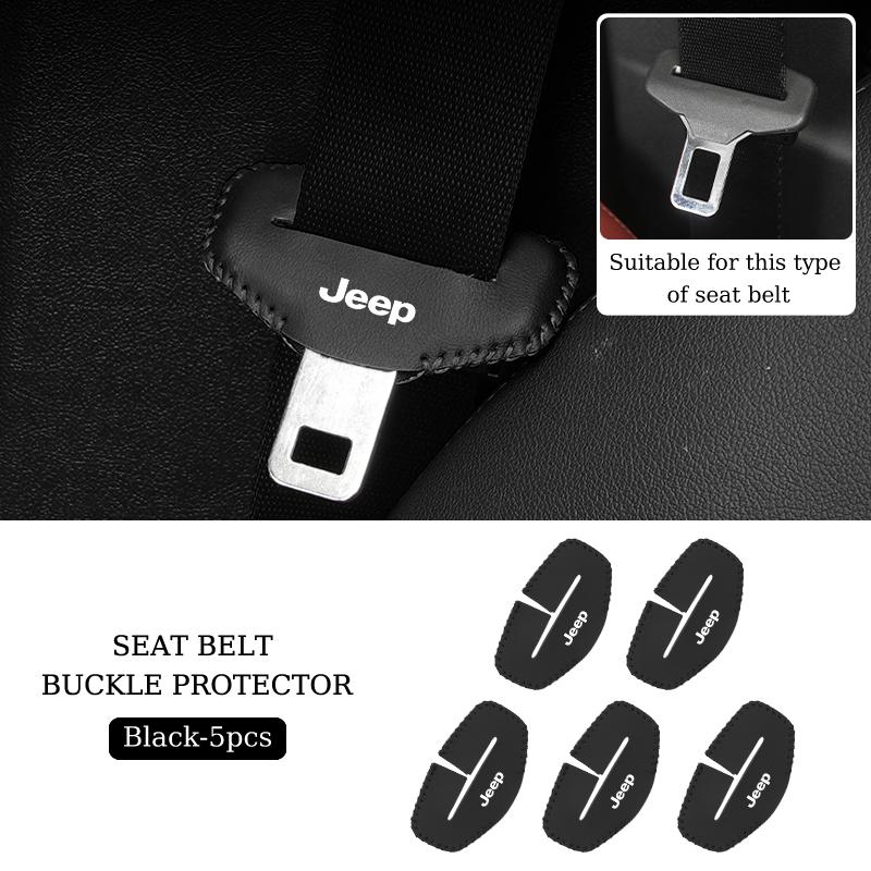 Car Seatbelt Buckle Cover Leather Seatbelt Anti-Scratch Mat Accessories For Jeep Renegade Grand Cherokee Compass Patriot Wrangle AKV1