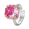 Jewelry Copper Bottom Gold-Plated Imitation Rose Cut Dragon Fruit Color Light Luxury Ring Women 14 * 14