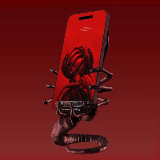 Alien Facehugger Telefonstativ 3D-printet 18cm Sci-Fi Dekorfigur Stabil Dokk for Håndfri Visning Unik Gave til Alien-fans og Entusiaster