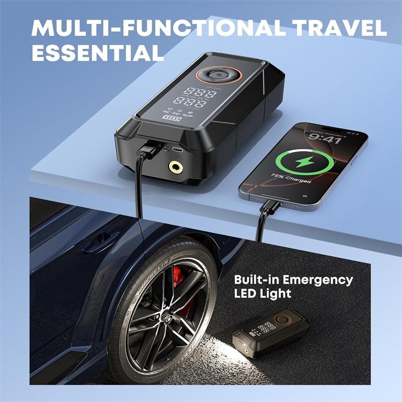 Portable Cordless Air Compressor For Car Tires - Auto Electric Air Pump Fast Inflation For Bicycle, Motorcycle, 150Psi