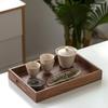 Black walnut tray Japanese style solid wood dry brewed tea tray rectangular household tea cup tray meal dessert plate