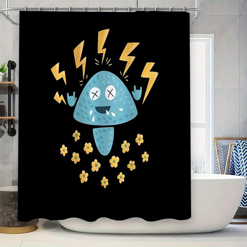 

Cute Monster Shower Curtain Blue Cartoon Kids Bathroom Decor Washable Fabric Liner Waterproof Home Textile Accessories W60H190(CM)-1 Pcs