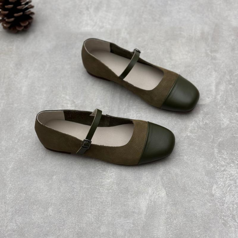 Cowhide Shoes Flat Mary Jane Leather Single Shoes