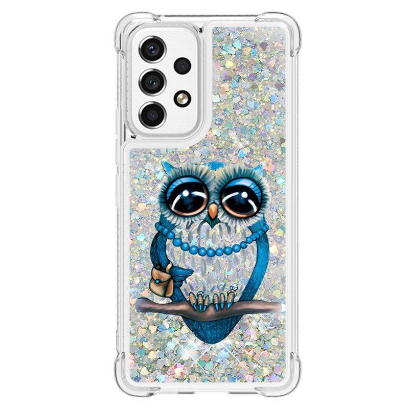 Glitter Liquid Sequins Quicksand Phone Case For Samsung Galaxy A53 A13 A23 A33 A73 5G A03s Case Cartoon Animal Shockproof Cover