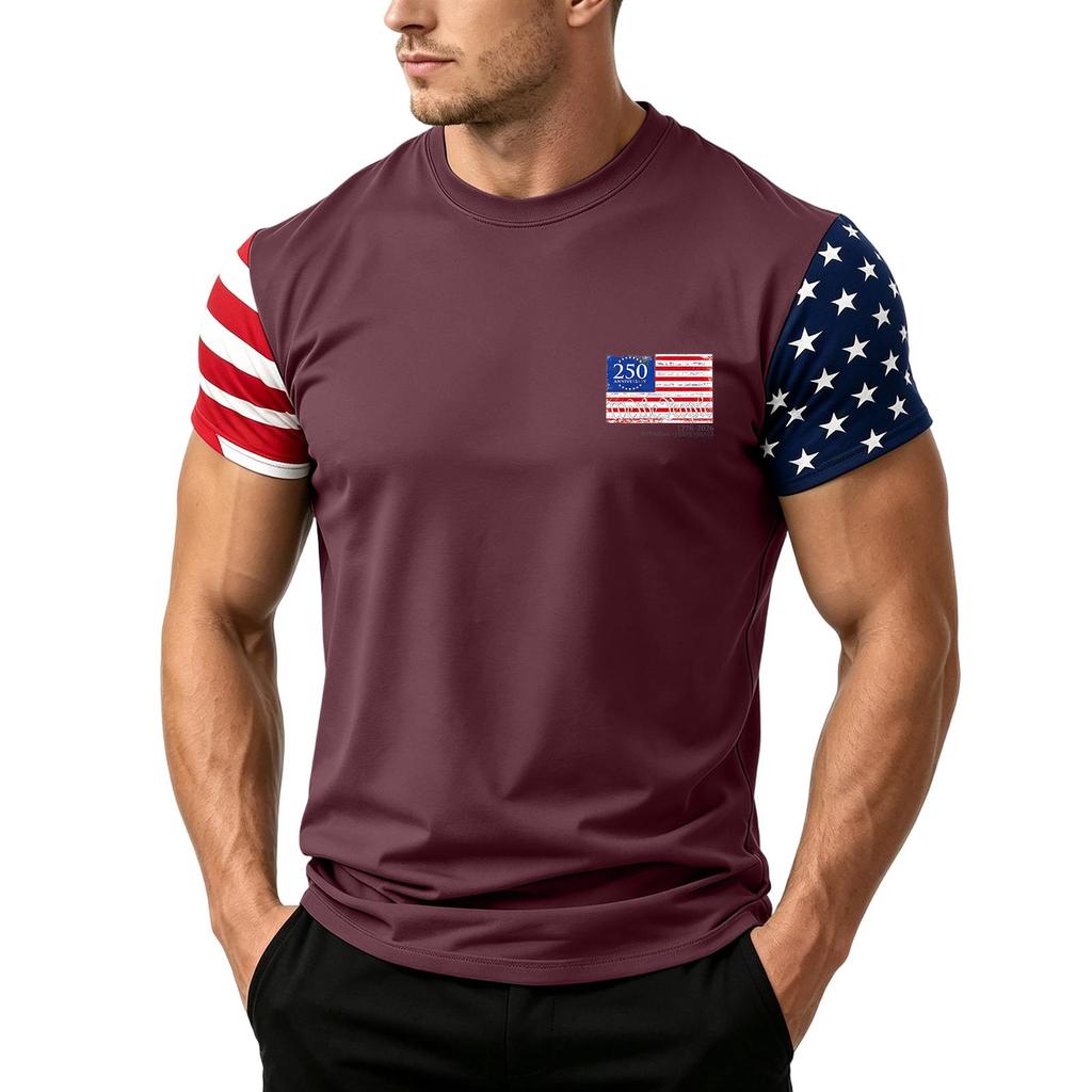 Men's Independence Day Flag Print Short Sleeve T-Shirt, Loose Casual Daily Summer Tops