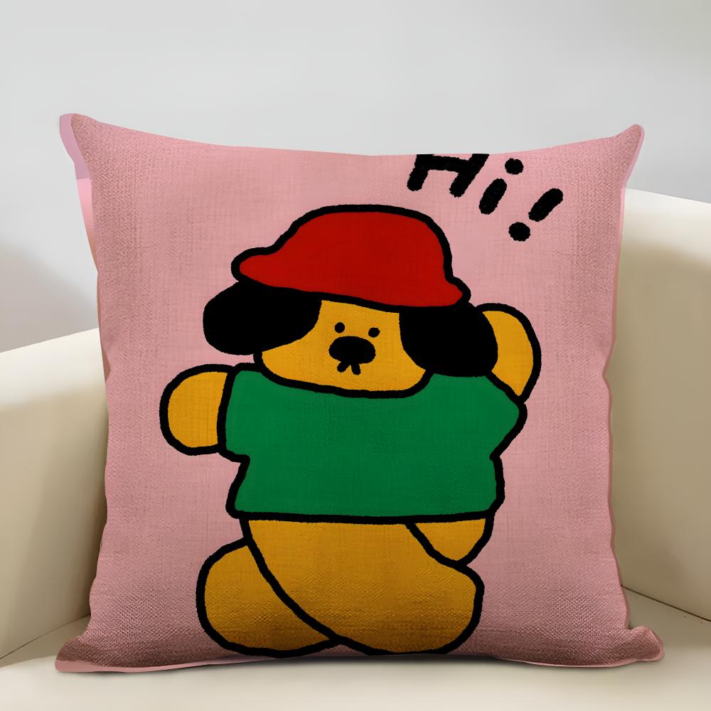 Happy Little Animals Illustrations Cushion Cover Household Decoration Linen Sofa Cushion Cover: Skin-Friendly & Breathable With