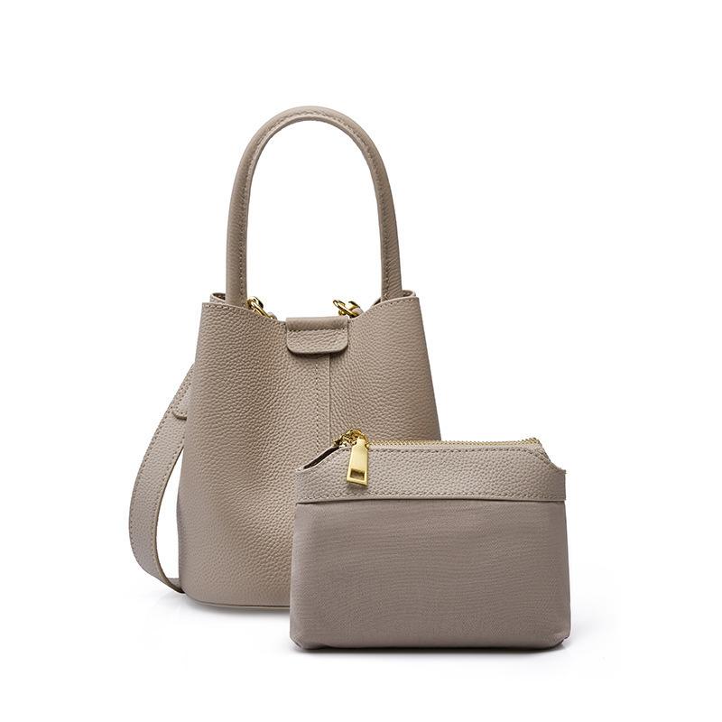 First Layer Cowhide Bag Bag Women'S Bag Messenger Bag Summer High-End Leather Handbag Bucket
