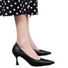 2025 Spring & Autumn Flight Attendant Stiletto Heels: Soft Leather, Versatile, Pointed, Professional Work Shoes