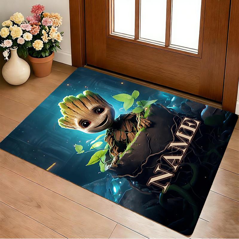 Personalized Name Superhero Power Living Room Non-Slip Area Rug Soft Carpet for Bedroom Playroom Sofa Office Home Decor Doormat
