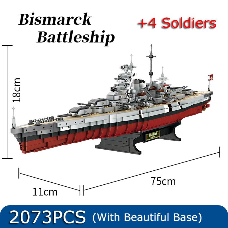 2073PCS Bismarck Battleship Building Blocks Classic MOC Bricks Model Set Toys Collection Desktop Ornaments Children Adult Gifts