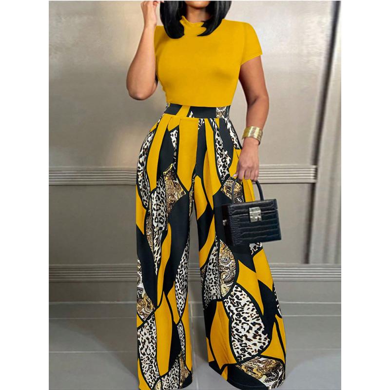 Women's Sleeveless Printed Fashion Set with Versatile Wide-Leg Pants