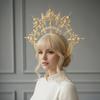 Vintage Sun Goddess Crown Gold Plated Goddess Headpiece Baroque Tiara Headband Stage Performance