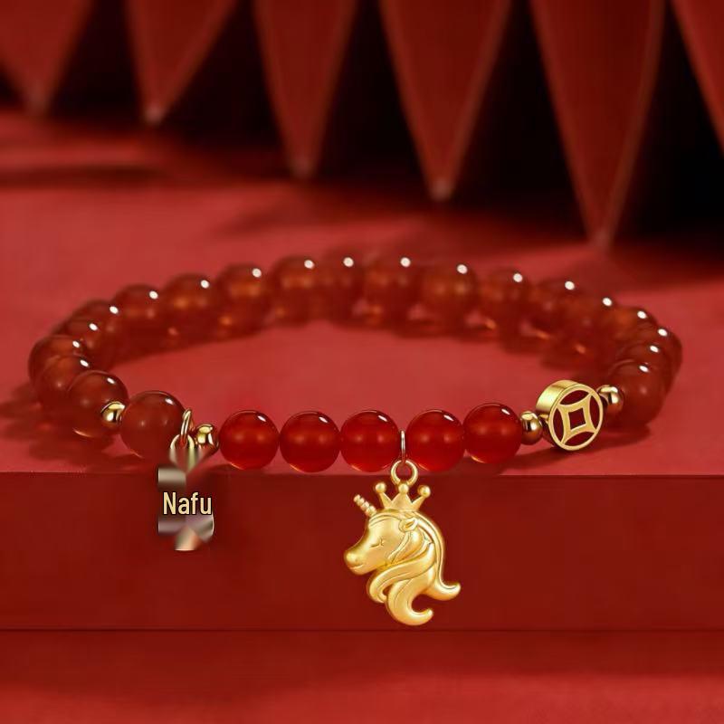 2026 Year of the Horse Red Bead Bracelet: Women s Zodiac Horse Good Luck Jewelry Gift