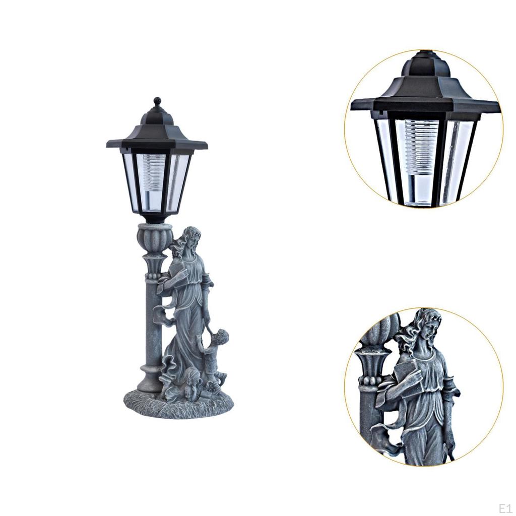 Mother and Sons Outdoor Statue Accessory with Solar Lights Ornament Gift Modern Decorative