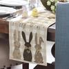 Easter Bunny Eggs Butterfly Floral Linen Table Runner Holiday Party Decor Spring Kitchen Dining Table Runner Easter Decorations